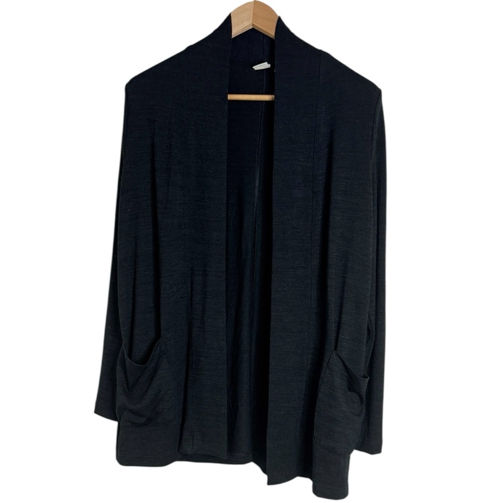 GAP Black Long Sleeve Stretch Knit Open Front Elongated Cardigan Sweater size S
